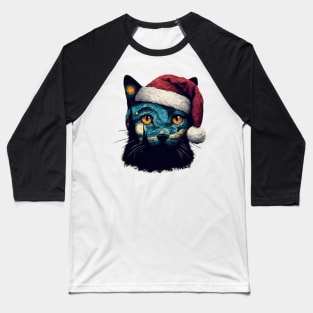 Van Gogh Christmas Cat Baseball T-Shirt